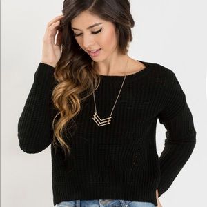 LAST CHANCE VICI Black Knit Cropped Sweater